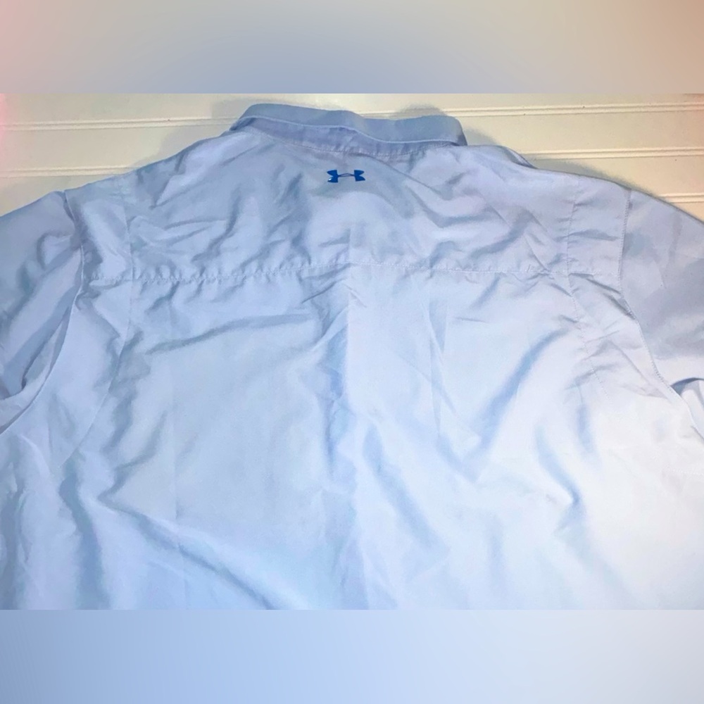 Under Armour Men's XXL Loose Shirt Lightweight Zip Chest Pocket Light Blue - Picture 4 of 9